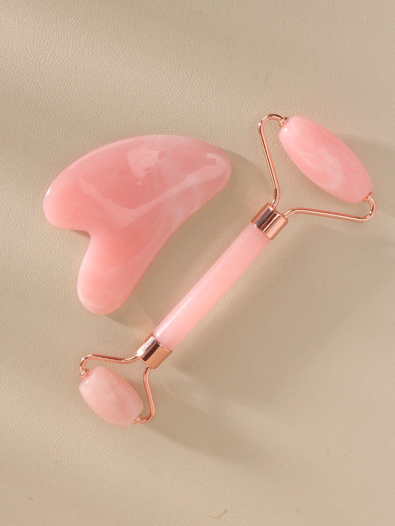 1/2pcs/Set Face Beauty Gua Sha Massage Tools Set, Non-Crystal ABS Resin Material Pink Roller Massage Body Scraper Tool Set, Body Meridian Unblocking Facial Beauty Tools, Suitable For Women, Students