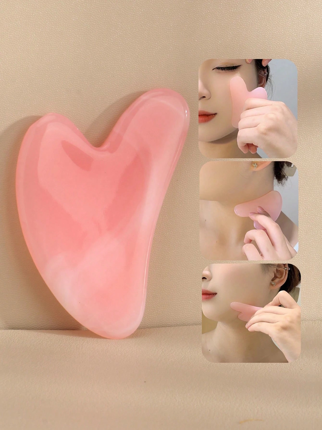 1/2pcs/Set Face Beauty Gua Sha Massage Tools Set, Non-Crystal ABS Resin Material Pink Roller Massage Body Scraper Tool Set, Body Meridian Unblocking Facial Beauty Tools, Suitable For Women, Students