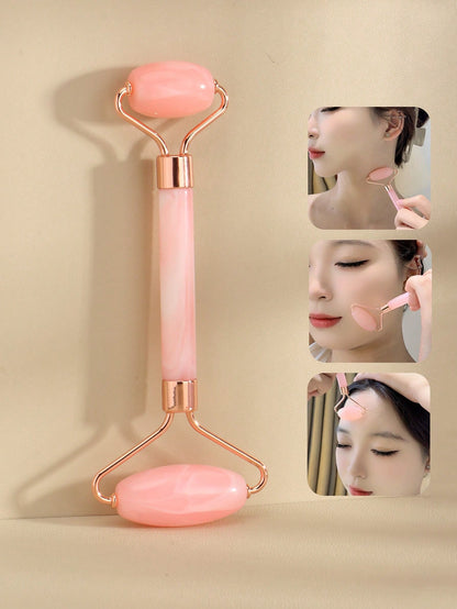 1/2pcs/Set Face Beauty Gua Sha Massage Tools Set, Non-Crystal ABS Resin Material Pink Roller Massage Body Scraper Tool Set, Body Meridian Unblocking Facial Beauty Tools, Suitable For Women, Students