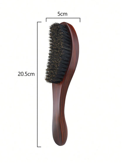 1/2pcs Vintage Textured Wooden Hair Brush, Wavy Curved Brown Wooden Handle, Anti-Static Anti-Hair Loss Comb, Smooth Hair Brush
