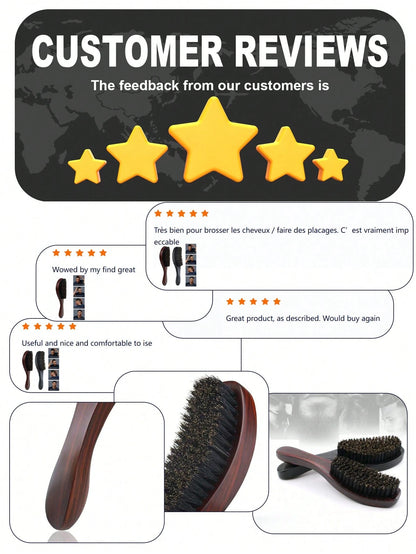 1/2pcs Vintage Textured Wooden Hair Brush, Wavy Curved Brown Wooden Handle, Anti-Static Anti-Hair Loss Comb, Smooth Hair Brush