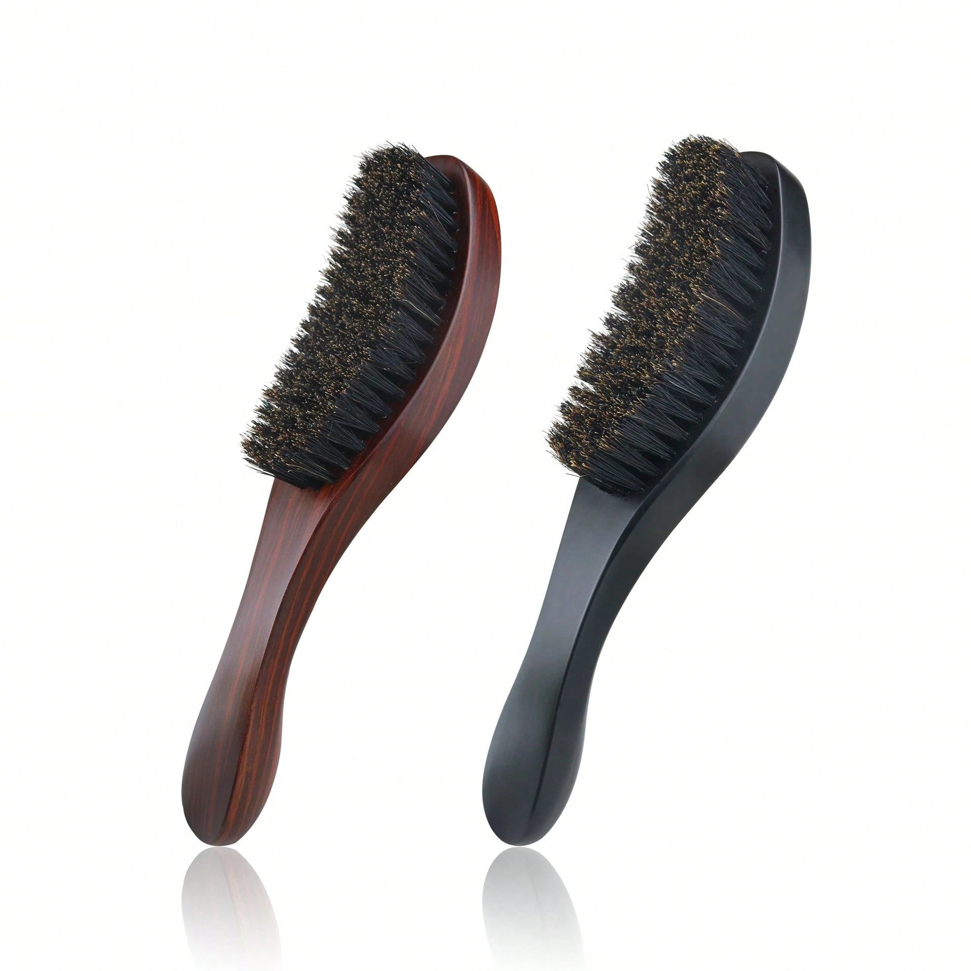 1/2pcs Vintage Textured Wooden Hair Brush, Wavy Curved Brown Wooden Handle, Anti-Static Anti-Hair Loss Comb, Smooth Hair Brush