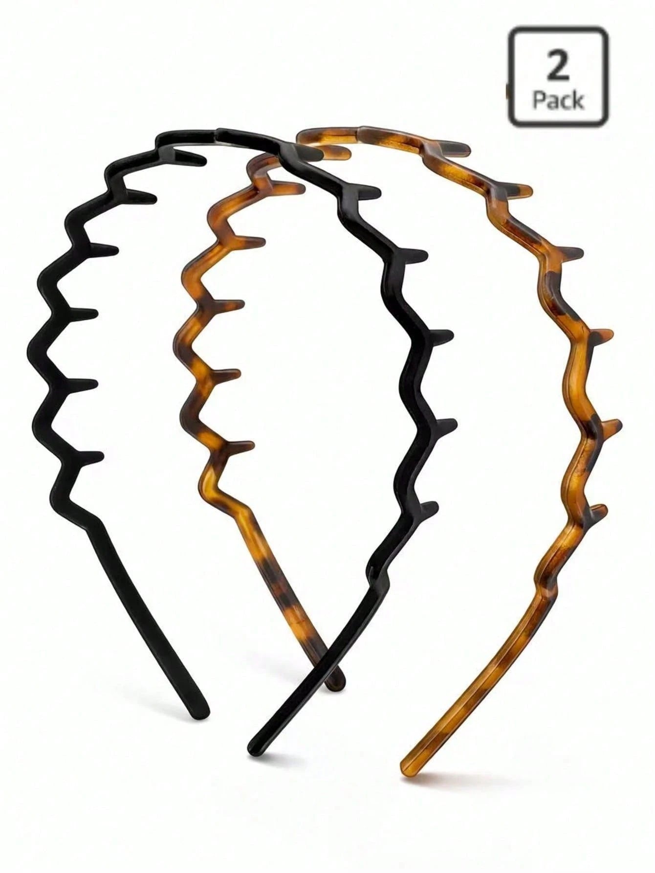 1/2pcs Wavy Non-Slip Headbands, Women's Toothed Comb Hairbands, Tortoise Shell And Black Versatile Hair Accessories, Suitable For Straight And Curly Hair, Elegant Daily Party Headwear, Ideal Mother's