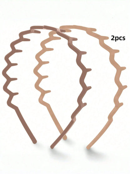 1/2pcs Wavy Non-Slip Headbands, Women's Toothed Comb Hairbands, Tortoise Shell And Black Versatile Hair Accessories, Suitable For Straight And Curly Hair, Elegant Daily Party Headwear, Ideal Mother's