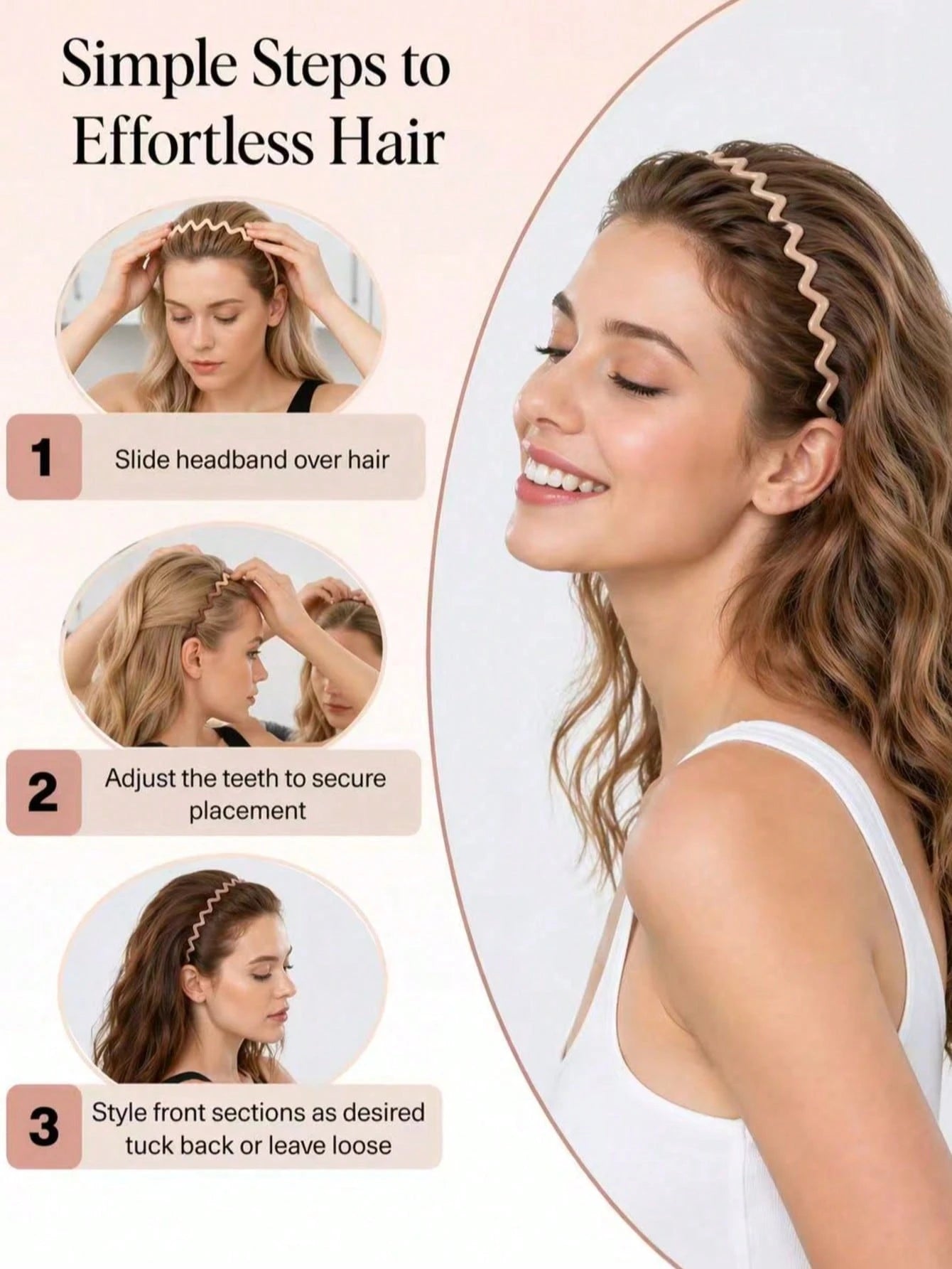 1/2pcs Wavy Non-Slip Headbands, Women's Toothed Comb Hairbands, Tortoise Shell And Black Versatile Hair Accessories, Suitable For Straight And Curly Hair, Elegant Daily Party Headwear, Ideal Mother's