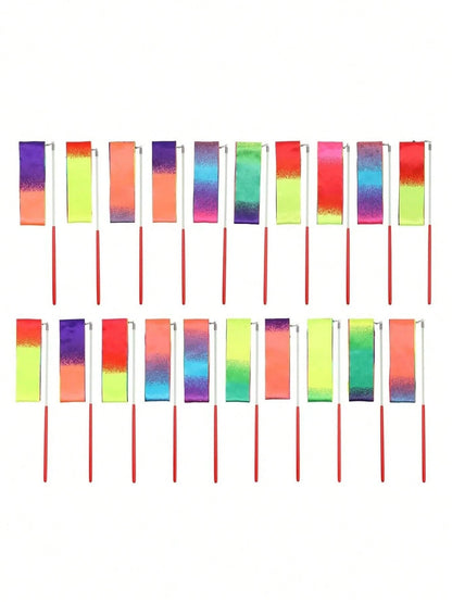 1/3/5 Pcs Gymnastics Ribbon Wands, Beach Outdoor Party Magic Wands And Ribbon Gifts, Shiny Ombre Color Rhythmic Gymnastics Ribbons, Rhythmic Gymnastics Ribbon Gifts Streamers And Rotating Rods, Artist