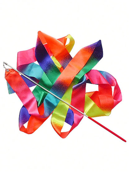 1/3/5 Pcs Gymnastics Ribbon Wands, Beach Outdoor Party Magic Wands And Ribbon Gifts, Shiny Ombre Color Rhythmic Gymnastics Ribbons, Rhythmic Gymnastics Ribbon Gifts Streamers And Rotating Rods, Artist