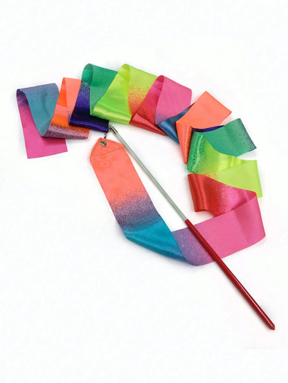 1/3/5 Pcs Gymnastics Ribbon Wands, Beach Outdoor Party Magic Wands And Ribbon Gifts, Shiny Ombre Color Rhythmic Gymnastics Ribbons, Rhythmic Gymnastics Ribbon Gifts Streamers And Rotating Rods, Artist
