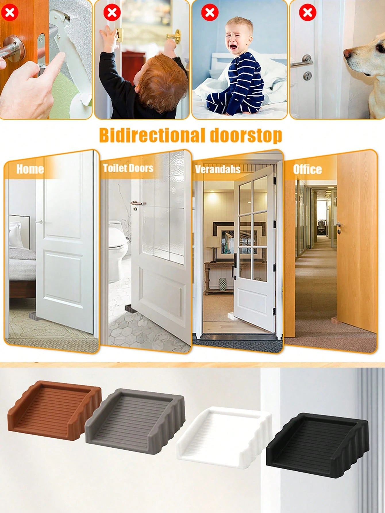1/3/5pcs Anti-Collision Double-Sided Door Stopper- Windproof Door Wedge, Prevents Finger Injury, Suitable For Home And Office, Housewarming Gift