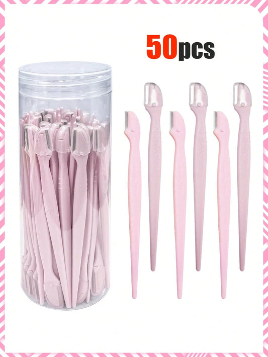 1/3/6/9/12/24/30/40/50pcs Set, Eyebrow Trimmer/Razor, Exfoliating Shaving Tool, Body Hair Removal Trimmer And Facial & Set, Long Handle With Precision Protective Cap, Women's Eyebrow Grooming Tool, Su