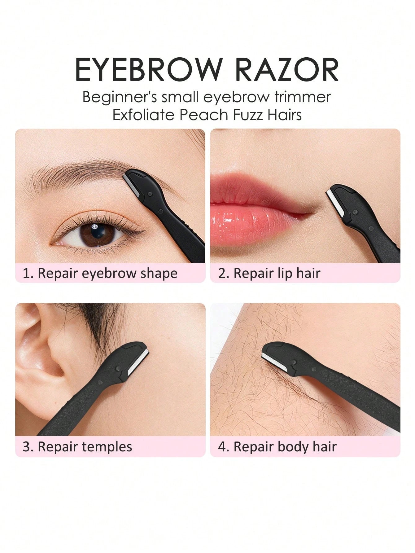 1/3/6/9/12/24/30/40/50pcs Set, Eyebrow Trimmer/Razor, Exfoliating Shaving Tool, Body Hair Removal Trimmer And Facial & Set, Long Handle With Precision Protective Cap, Women's Eyebrow Grooming Tool, Su