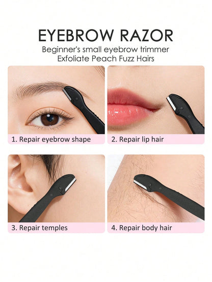 1/3/6/9/12/24/30/40/50pcs Set, Eyebrow Trimmer/Razor, Exfoliating Shaving Tool, Body Hair Removal Trimmer And Facial & Set, Long Handle With Precision Protective Cap, Women's Eyebrow Grooming Tool, Su