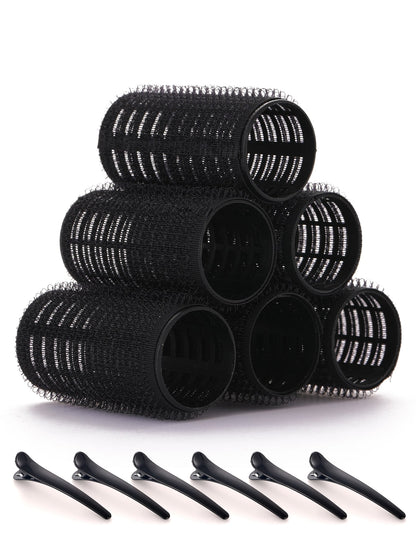 1.37 Inch 12pcs Self-Adhesive Hair Roller Set, Includes 6 Hair Rollers And 6 Clips, Salon-Grade Hair Rollers, Suitable For DIY Hair Styling, No Heat Required
