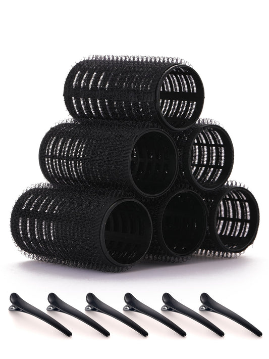 1.37 Inch 12pcs Self-Adhesive Hair Roller Set, Includes 6 Hair Rollers And 6 Clips, Salon-Grade Hair Rollers, Suitable For DIY Hair Styling, No Heat Required