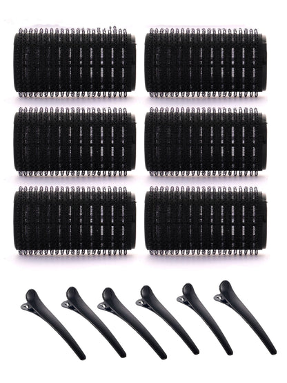 1.37 Inch 12pcs Self-Adhesive Hair Roller Set, Includes 6 Hair Rollers And 6 Clips, Salon-Grade Hair Rollers, Suitable For DIY Hair Styling, No Heat Required