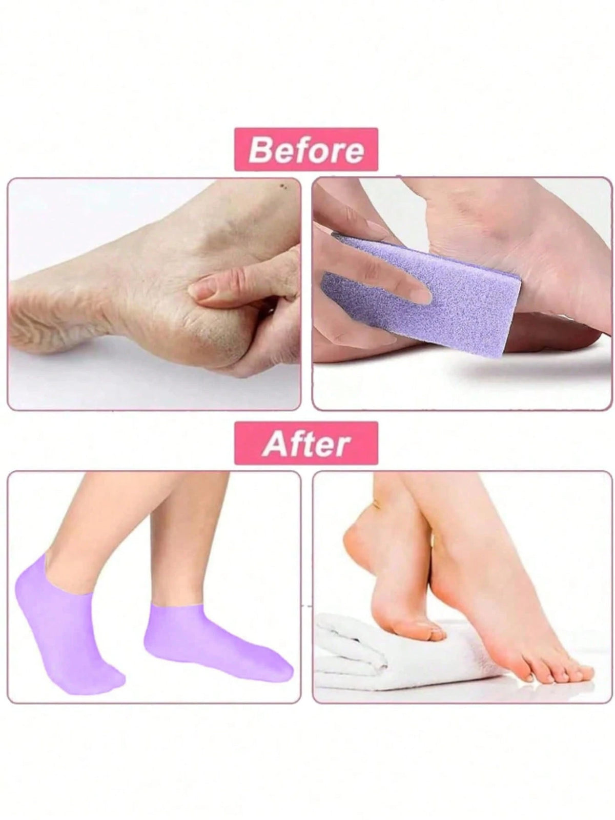 1-3pairs Silicone Moisturizing Foot Socks, Effective Foot Care, Prevent Cracked Heels, Remove Dead Skin, Elastic Foot Socks, All-Day Moisture Locking, Prevent Dryness, Odorless, Easy To Wear And Remov
