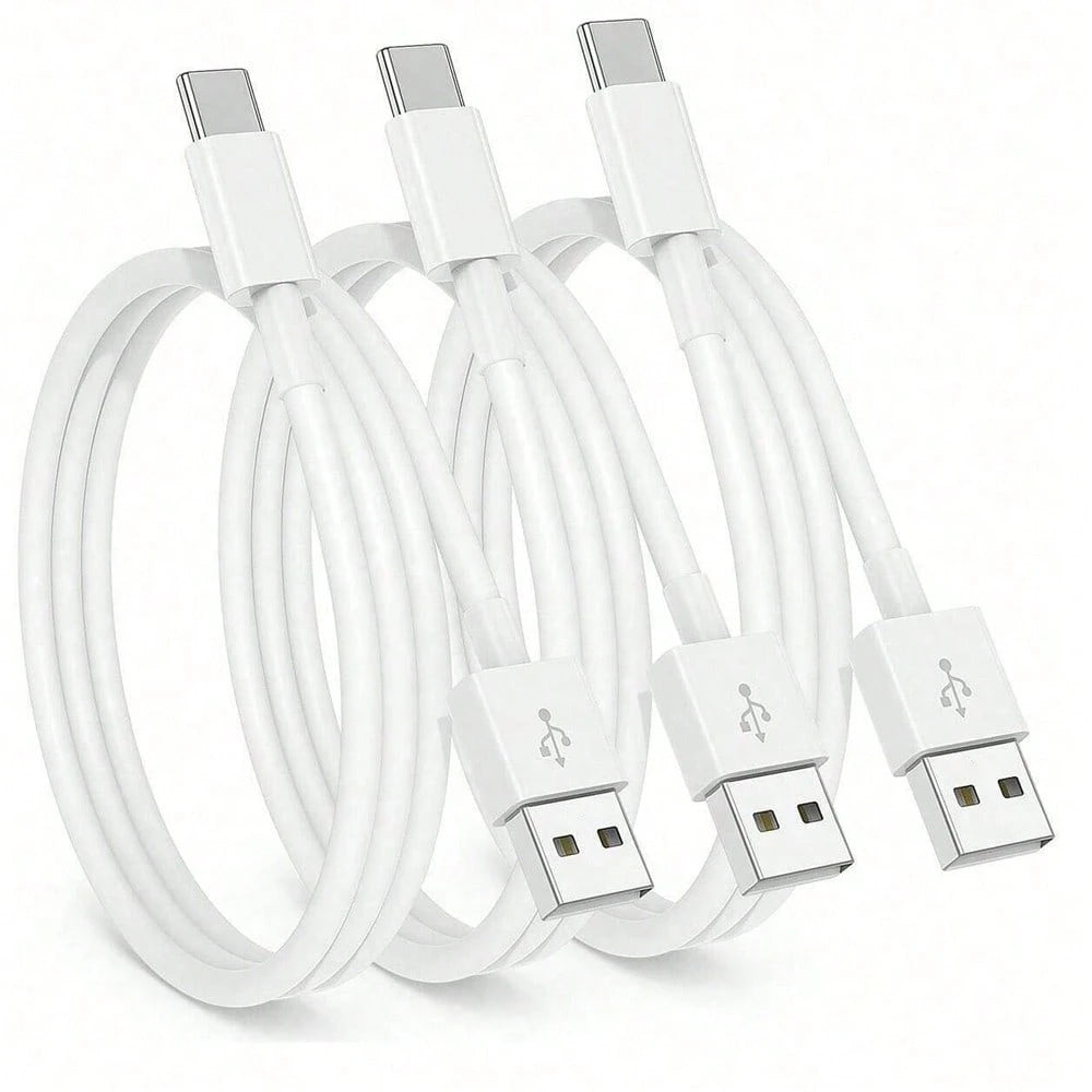 1-3pcs USB A To USB C Fast Charging Cable, 3ft/6ft Length Car Charger Type-C Cord, Compatible With IPhone 17/16/15 Pro/Pro Max/Plus, Galaxy S25/S24/S23/S22/S21/S20/S10/A55/A54 Flip Phones