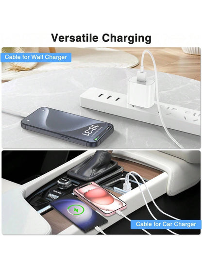 1-3pcs USB A To USB C Fast Charging Cable, 3ft/6ft Length Car Charger Type-C Cord, Compatible With IPhone 17/16/15 Pro/Pro Max/Plus, Galaxy S25/S24/S23/S22/S21/S20/S10/A55/A54 Flip Phones