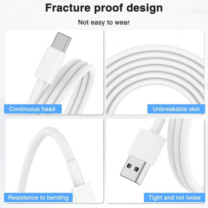 1-3pcs USB A To USB C Fast Charging Cable, 3ft/6ft Length Car Charger Type-C Cord, Compatible With IPhone 17/16/15 Pro/Pro Max/Plus, Galaxy S25/S24/S23/S22/S21/S20/S10/A55/A54 Flip Phones
