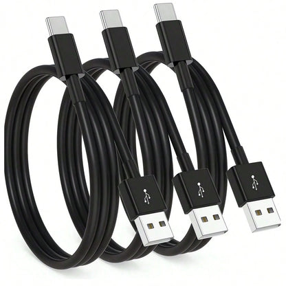 1-3pcs USB A To USB C Fast Charging Cable, 3ft/6ft Length Car Charger Type-C Cord, Compatible With IPhone 17/16/15 Pro/Pro Max/Plus, Galaxy S25/S24/S23/S22/S21/S20/S10/A55/A54 Flip Phones