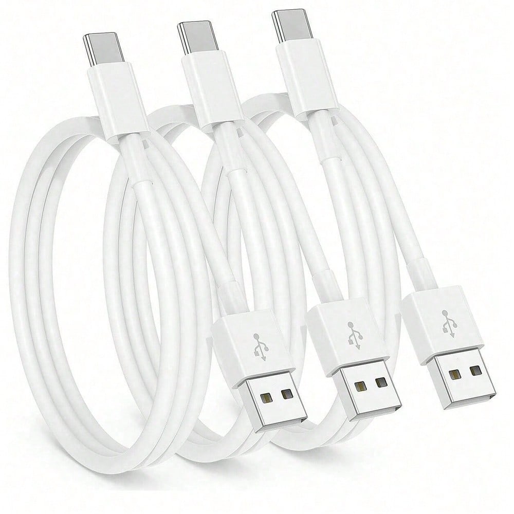 1-3pcs USB A To USB C Fast Charging Cable, 3ft/6ft Length Car Charger Type-C Cord, Compatible With IPhone 17/16/15 Pro/Pro Max/Plus, Galaxy S25/S24/S23/S22/S21/S20/S10/A55/A54 Flip Phones