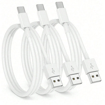 1-3pcs USB A To USB C Fast Charging Cable, 3ft/6ft Length Car Charger Type-C Cord, Compatible With IPhone 17/16/15 Pro/Pro Max/Plus, Galaxy S25/S24/S23/S22/S21/S20/S10/A55/A54 Flip Phones