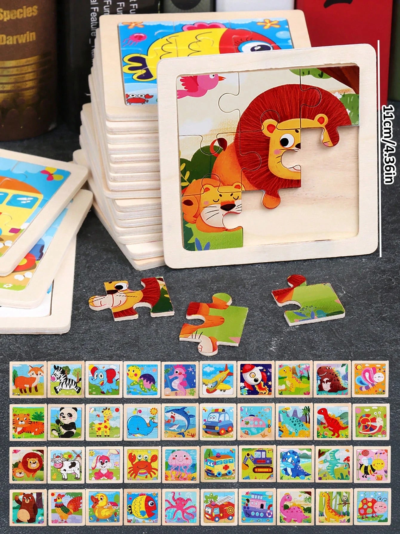 [1/4/8/12/24/40pcs] Children's 9-Piece Wooden Puzzle Toys, Perfect Christmas Gift, Early Education Toys For Preschool, Suitable For Autism, Ideal Holiday Gift, Ramadan Gift, Birthday Gift, Easter Gift