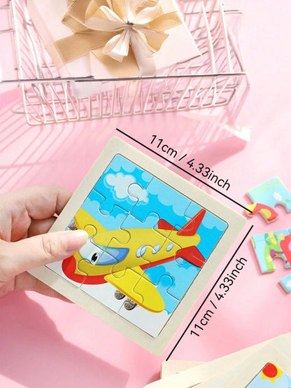 [1/4/8/12/24/40pcs] Children's 9-Piece Wooden Puzzle Toys, Perfect Christmas Gift, Early Education Toys For Preschool, Suitable For Autism, Ideal Holiday Gift, Ramadan Gift, Birthday Gift, Easter Gift