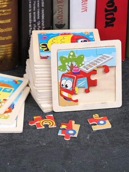 [1/4/8/12/24/40pcs] Children's 9-Piece Wooden Puzzle Toys, Perfect Christmas Gift, Early Education Toys For Preschool, Suitable For Autism, Ideal Holiday Gift, Ramadan Gift, Birthday Gift, Easter Gift