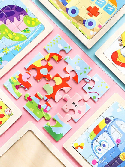 [1/4/8/12/24/40pcs] Children's 9-Piece Wooden Puzzle Toys, Perfect Christmas Gift, Early Education Toys For Preschool, Suitable For Autism, Ideal Holiday Gift, Ramadan Gift, Birthday Gift, Easter Gift