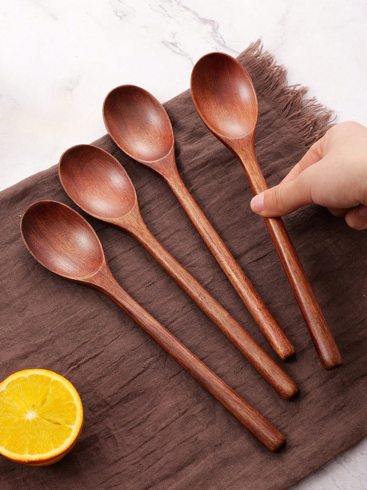 1/4/8pcs Wooden Serving Spoons, 9.2 Inch/23.5 Cm Wooden Ladles, Suitable For Cooking, Stirring, Mixing And Tasting, Elegant Long Handle Soup Spoons, Coffee Spoons And Dessert Spoons