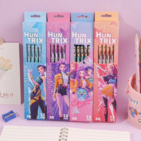 1/4/Box Random Color HB Graphite Pencil Set With Sharpener- Suitable For School, Art, Office, Drawing, Sketching, Learning- Dopamine Wooden Pencils, Back To School Essential