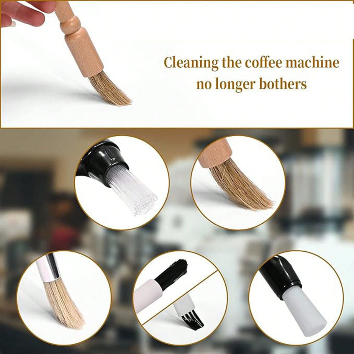 1/4pcs-Coffee Machine Cleaning Brush, With Nylon Bristles And Ergonomic Plastic Handle- Suitable For Home And Commercial Espresso Grinder Residue Removal, Durable Coffee Machine Cleaning Tool, Ergono
