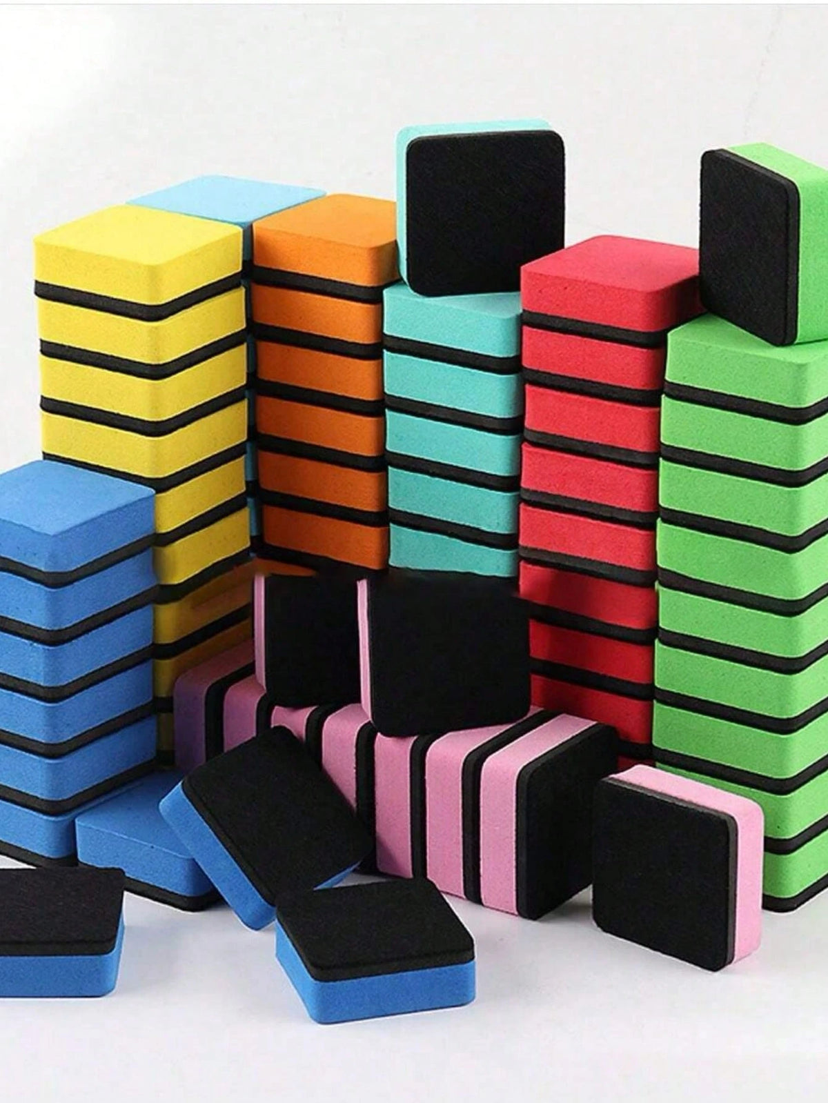 1/5/10/24/48pcs Whiteboard Erasers, Magnetic EVA Felt Blackboard Erasers, Square Erasers, Colorful