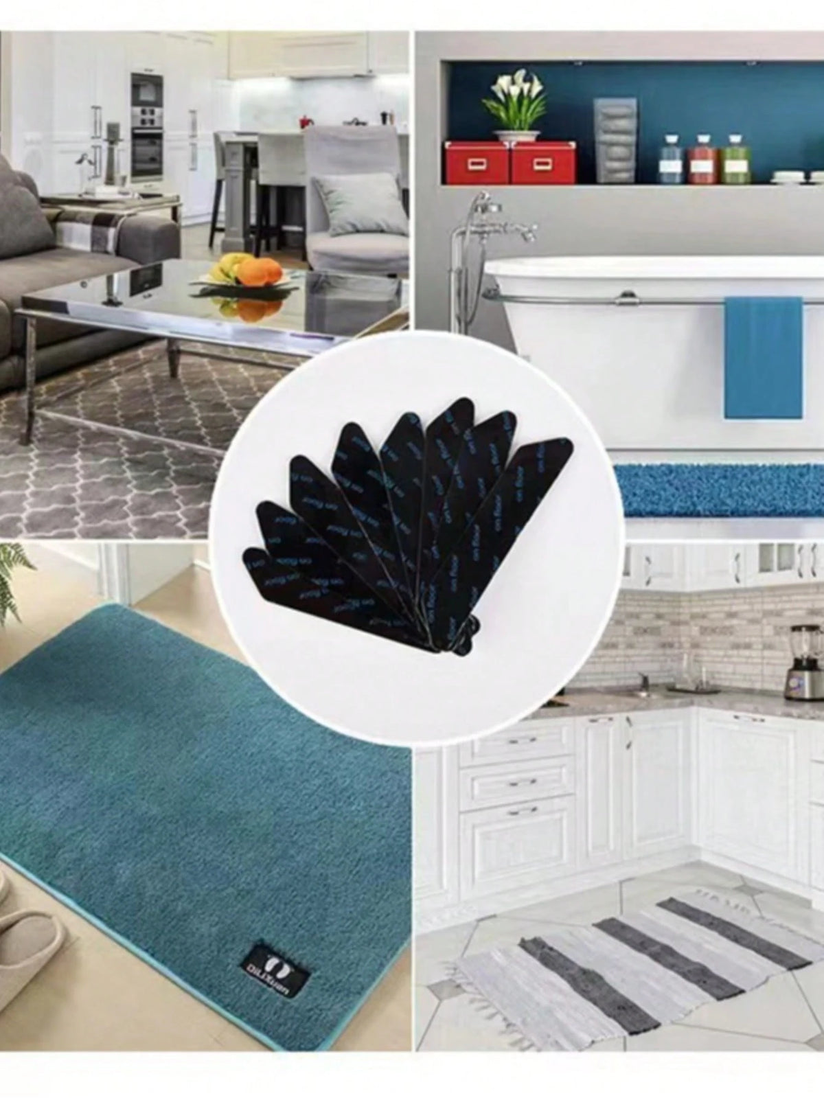 1/5/6pcs Non-Slip Carpet Tape, Anti-Slip Carpet Pad, Washable Carpet Gripper, Removable Carpet Tape, Double-Sided Adhesive Carpet Gripper, Keeps Edges Flat, Prevents Shifting And Curling, Suitable For