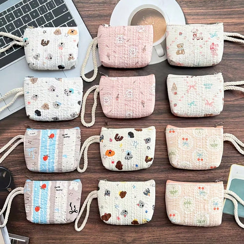 1/6/12pcs Cute Cartoon Wrist Strap Coin Purse, Fashion Accessory, Multi-Functional Handheld Small Wallet Key Pouch, Versatile Gift Bag Coin Pouch Wrist Bag Creative Girl Mini Storage Bag