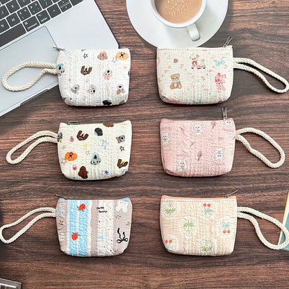 1/6/12pcs Cute Cartoon Wrist Strap Coin Purse, Fashion Accessory, Multi-Functional Handheld Small Wallet Key Pouch, Versatile Gift Bag Coin Pouch Wrist Bag Creative Girl Mini Storage Bag