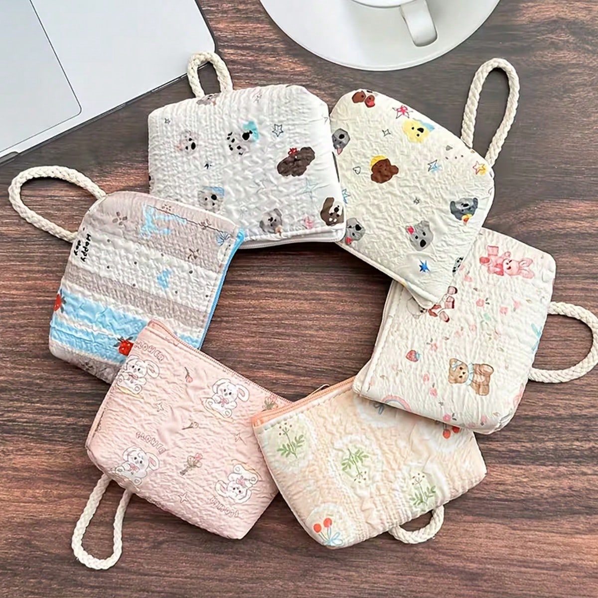 1/6/12pcs Cute Cartoon Wrist Strap Coin Purse, Fashion Accessory, Multi-Functional Handheld Small Wallet Key Pouch, Versatile Gift Bag Coin Pouch Wrist Bag Creative Girl Mini Storage Bag