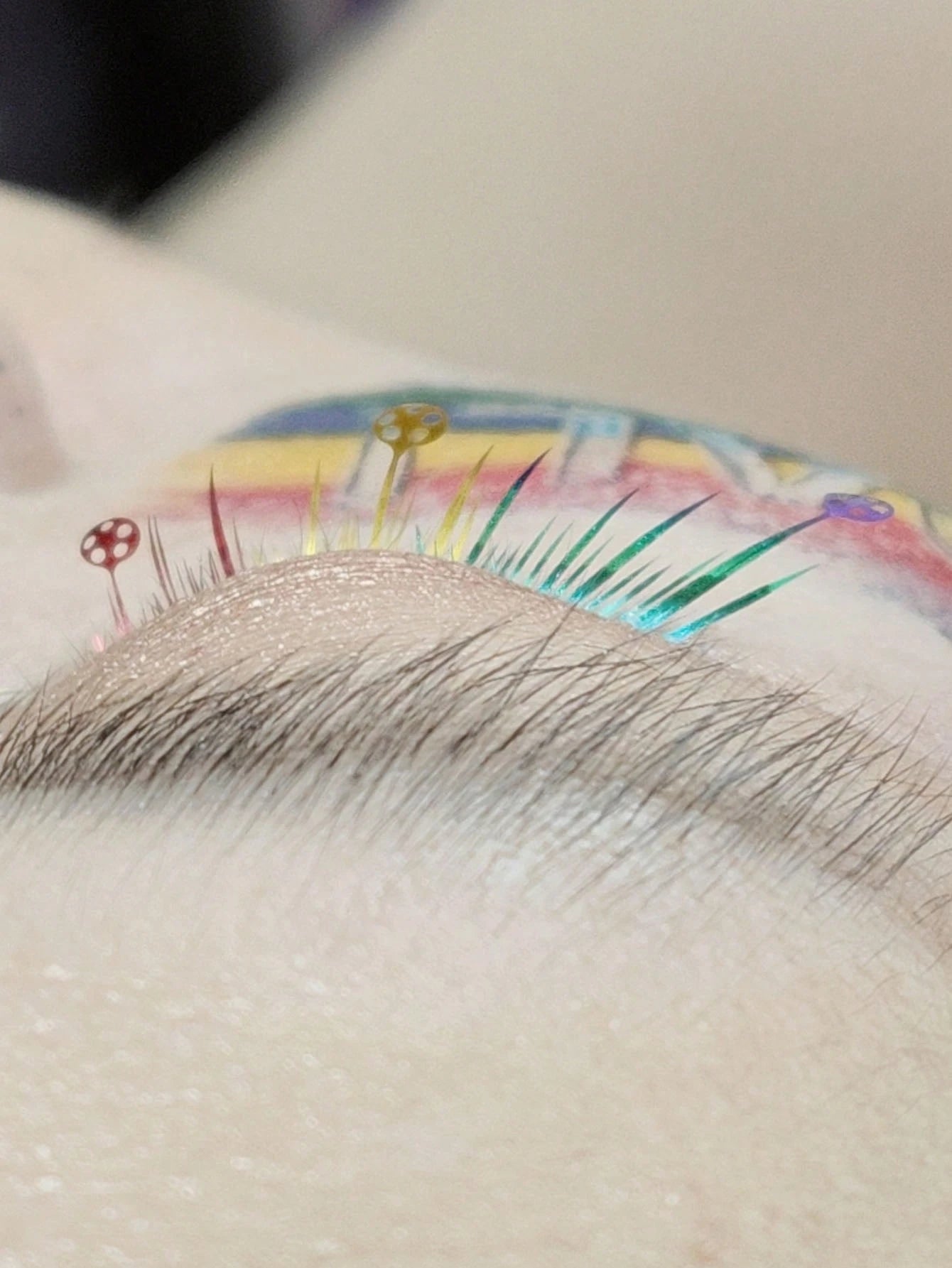 1 Box 6-Row 36pcs Segmented False Eyelashes, Exaggerated Colorful Stage Performance COSPLAY Football Theme Eyelashes, Football Cheerleading Support, Bar Game Watching, Festival Party, Laser Gradient S