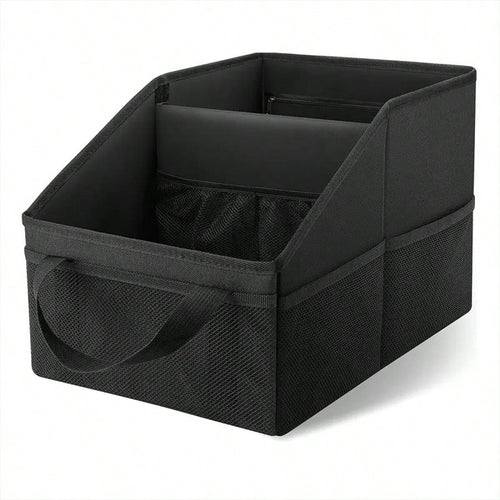 1 Car Storage Bag, Suitable For Front Seats And Floor- Durable Polyester Fabric With Multiple Compartments, Mesh Pockets, Handles, And Zippered Pockets Automatic Storage Space For Travel Essentials