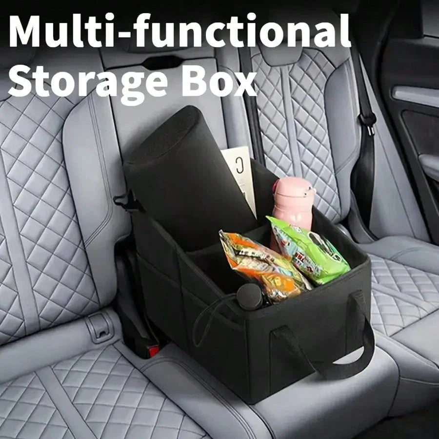 1 Car Storage Bag, Suitable For Front Seats And Floor- Durable Polyester Fabric With Multiple Compartments, Mesh Pockets, Handles, And Zippered Pockets Automatic Storage Space For Travel Essentials