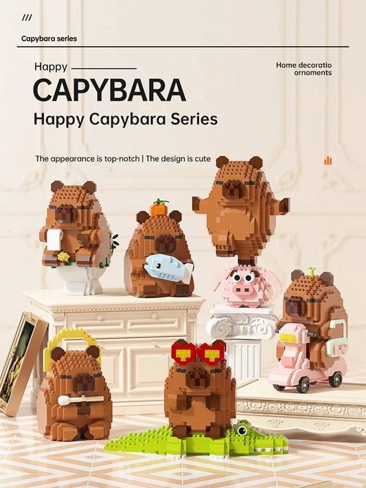 1 Cute Capybara Adult 14+ Building Blocks, 400+ Pcs, Birthday Gift, DIY Animal Series Building Blocks, Desktop Decoration, Pressure Relief, Stress Relief, Home Collection Decoration, Assembly Doll, Of