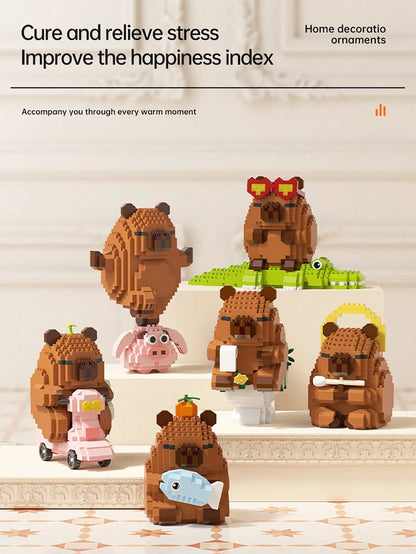 1 Cute Capybara Adult 14+ Building Blocks, 400+ Pcs, Birthday Gift, DIY Animal Series Building Blocks, Desktop Decoration, Pressure Relief, Stress Relief, Home Collection Decoration, Assembly Doll, Of