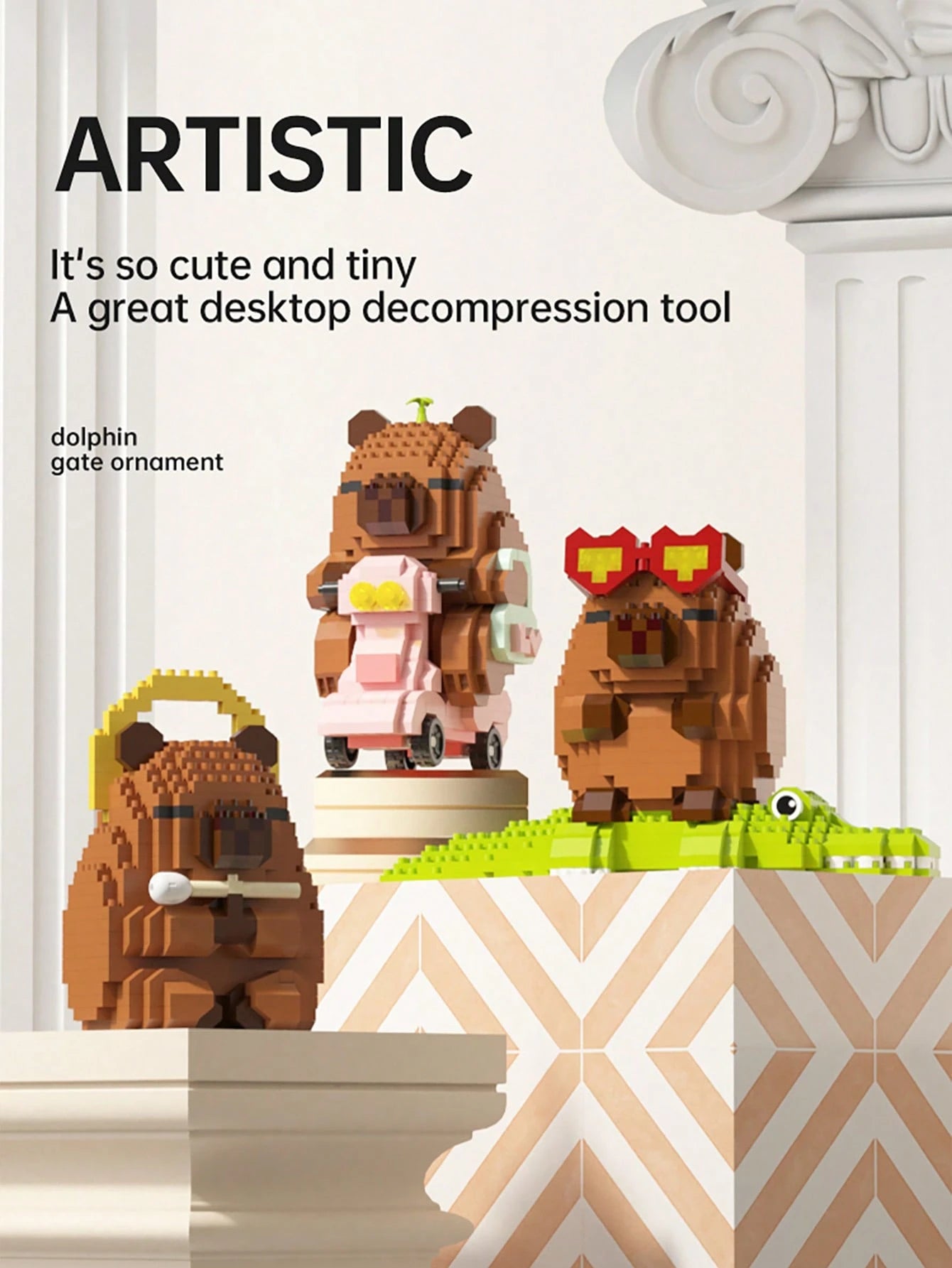 1 Cute Capybara Adult 14+ Building Blocks, 400+ Pcs, Birthday Gift, DIY Animal Series Building Blocks, Desktop Decoration, Pressure Relief, Stress Relief, Home Collection Decoration, Assembly Doll, Of