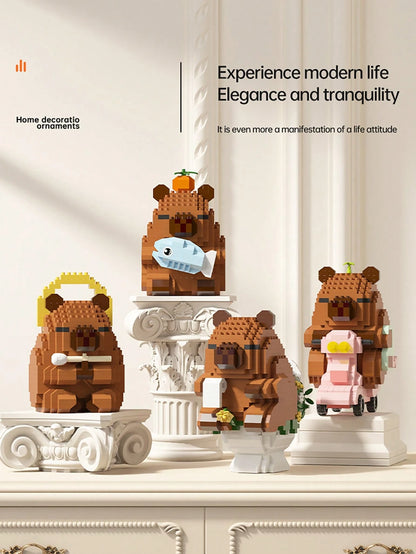 1 Cute Capybara Adult 14+ Building Blocks, 400+ Pcs, Birthday Gift, DIY Animal Series Building Blocks, Desktop Decoration, Pressure Relief, Stress Relief, Home Collection Decoration, Assembly Doll, Of