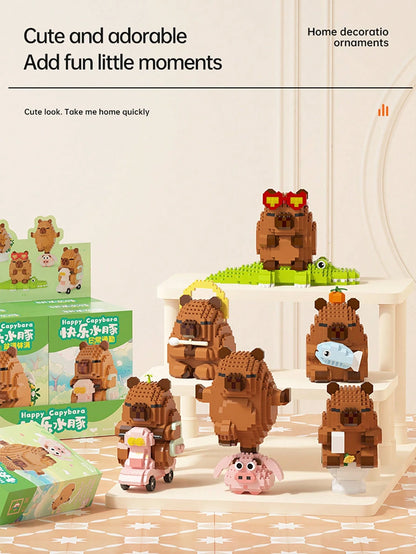 1 Cute Capybara Adult 14+ Building Blocks, 400+ Pcs, Birthday Gift, DIY Animal Series Building Blocks, Desktop Decoration, Pressure Relief, Stress Relief, Home Collection Decoration, Assembly Doll, Of