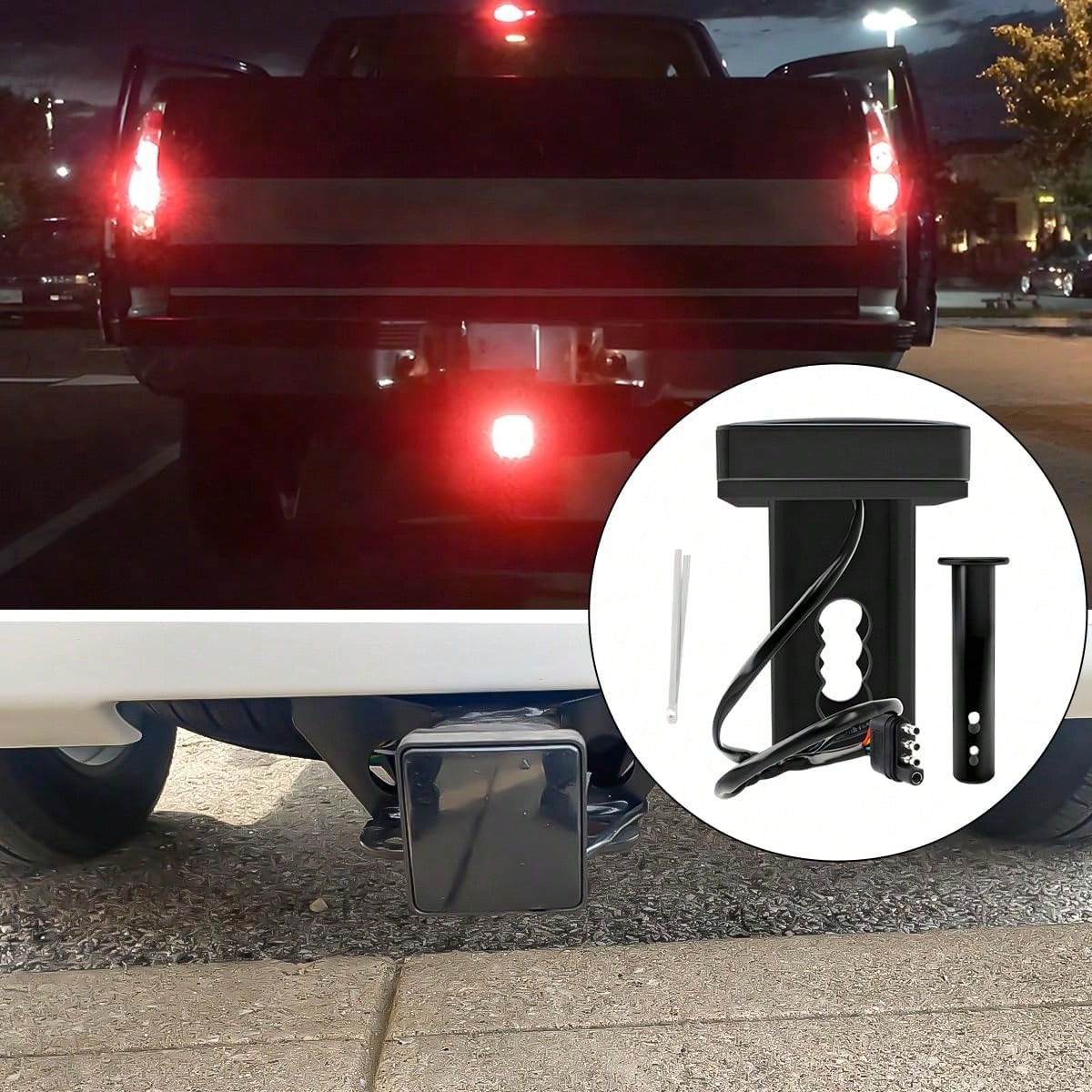 1 Pack Brake Red Light Trailer Hitch Cover Square Red Lens With 15 LED Brake Lights,12V Smoked Tail Lights Fits 2" Receiver, Tow Hitch Driving Brake Lamp Automotive Exterior Accessories With 4-Pin Ada