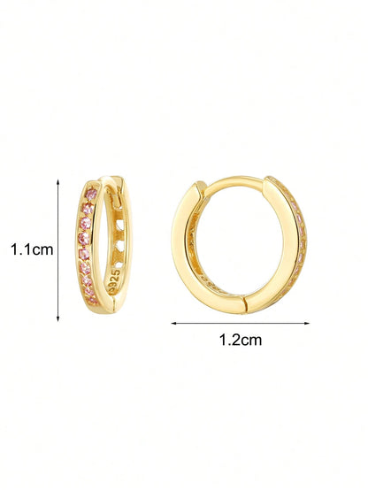 1 Pair 925 Sterling Silver Hypoallergenic Cubic Zirconia Hoop Earrings, Gift Box, Gift For Kids, Girls Earrings, Birthday Gift For Friends, Back To School Gift, Christmas Gift
