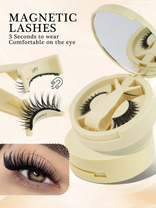 1 Pair Magnetic Eyelashes With Thick Cat Eye Design, Includes Clips, Easy To Wear And Remove Magnetic False Eyelashes, Suitable For Daily Eye Makeup For Girls
