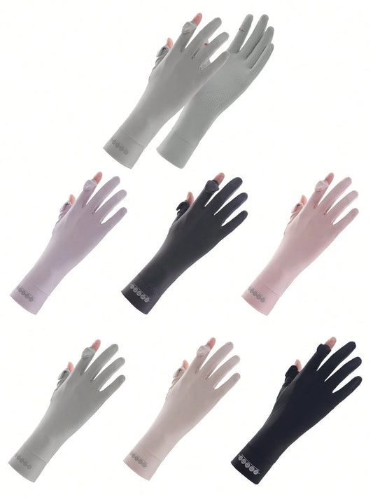 1 Pair Sun Protection Gloves, Summer Cycling Ice Silk Gloves